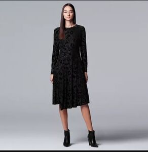 Simply Vera Wang Flocked Velvet Dress Size XS